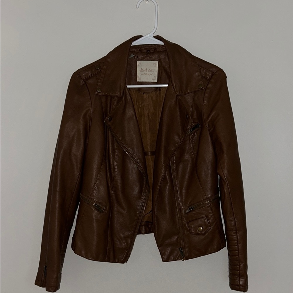 Altar'd State Brown Leather Jacket with Tailored Fit